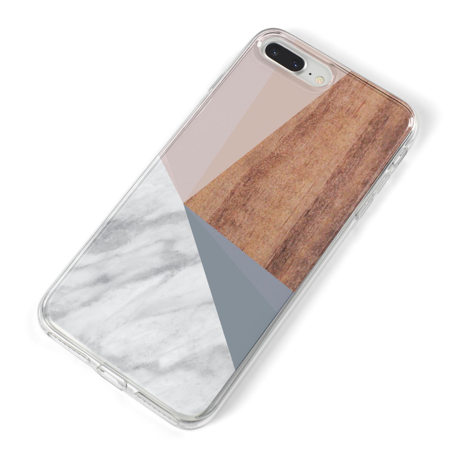 Marble Wood Geometric 1 iPhone 8 Plus Bumper Case on Silver iPhone Alternative Image