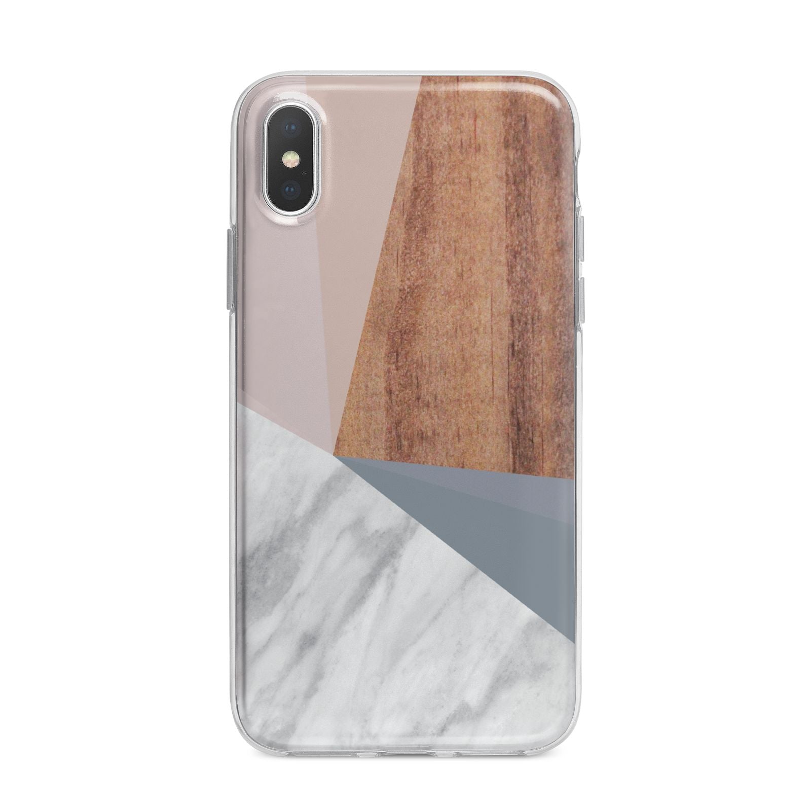 Marble Wood Geometric 1 iPhone X Bumper Case on Silver iPhone Alternative Image 1