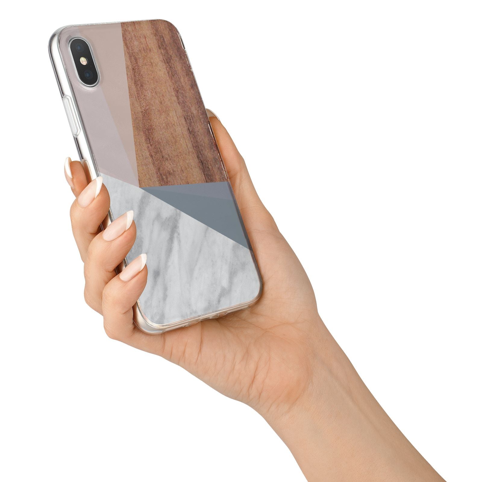 Marble Wood Geometric 1 iPhone X Bumper Case on Silver iPhone Alternative Image 2