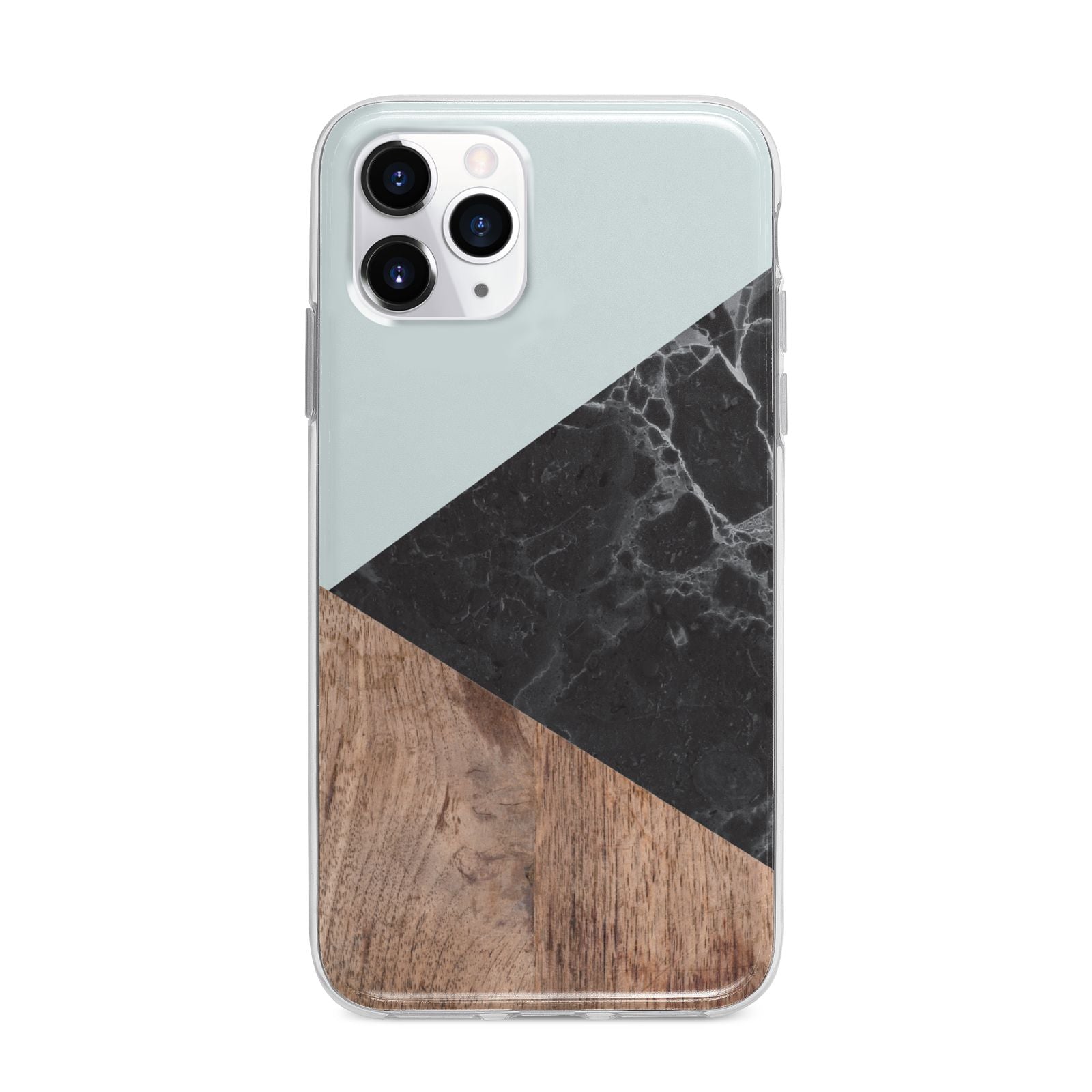Marble Wood Geometric 2 Apple iPhone 11 Pro Max in Silver with Bumper Case