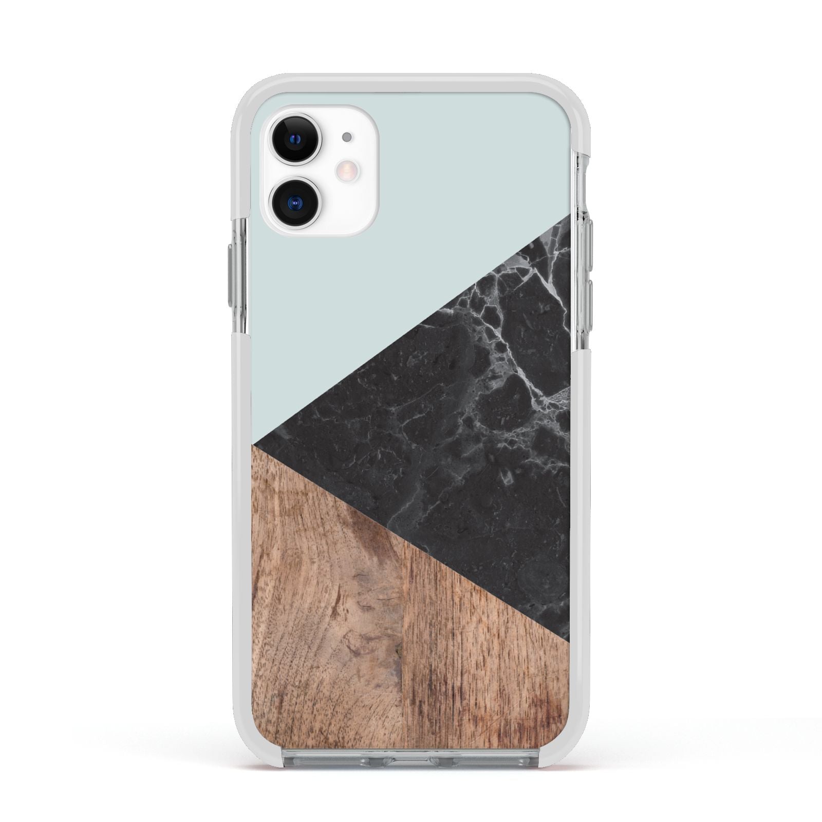 Marble Wood Geometric 2 Apple iPhone 11 in White with White Impact Case
