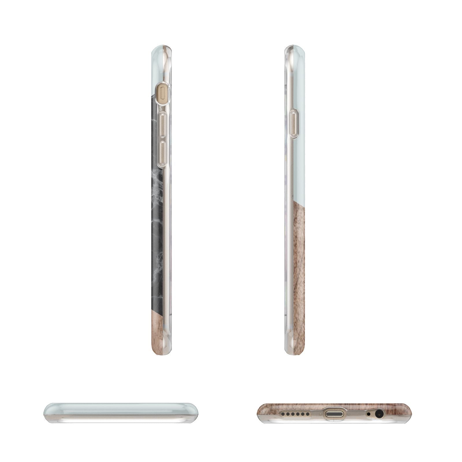 Marble Wood Geometric 2 Apple iPhone 6 3D Wrap Tough Case Alternative Image Angles