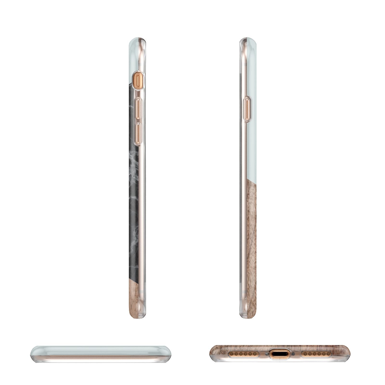 Marble Wood Geometric 2 Apple iPhone 7 8 3D Wrap Tough Case Alternative Image Angles