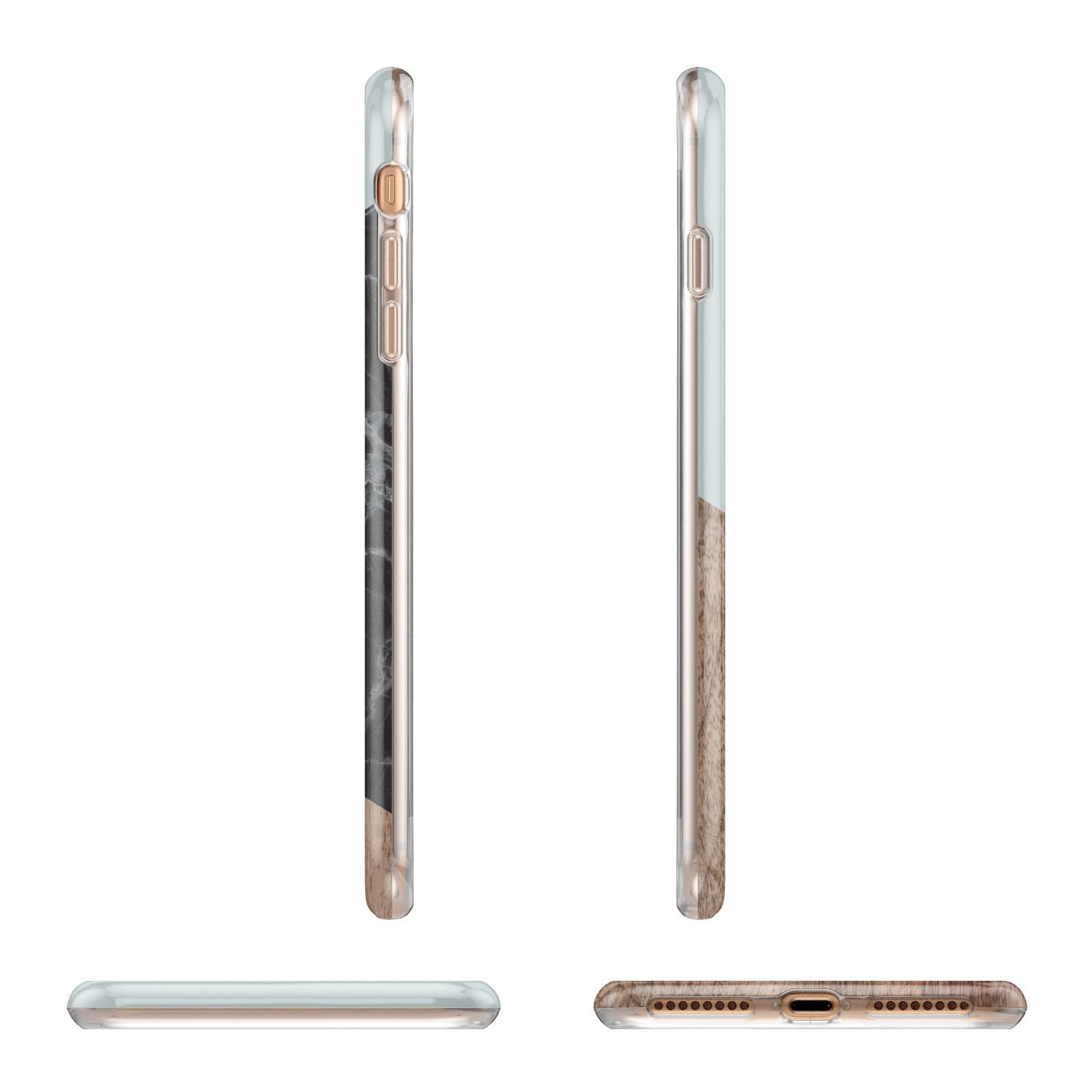 Marble Wood Geometric 2 Apple iPhone 7 8 Plus 3D Wrap Tough Case Alternative Image Angles