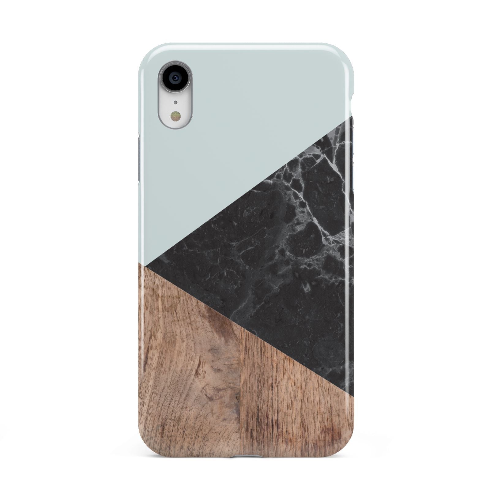 Marble Wood Geometric 2 Apple iPhone XR White 3D Tough Case