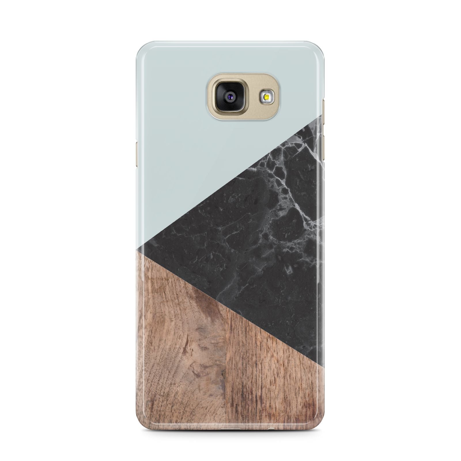 Marble Wood Geometric 2 Samsung Galaxy A7 2016 Case on gold phone