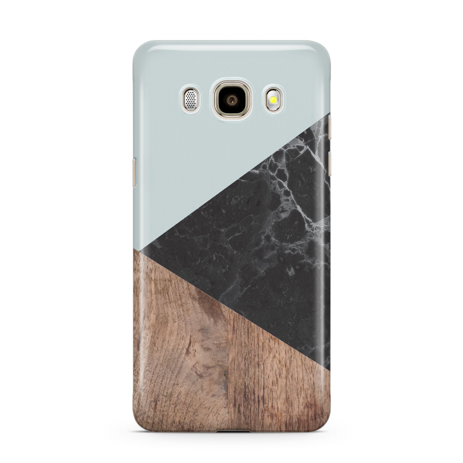 Marble Wood Geometric 2 Samsung Galaxy J7 2016 Case on gold phone