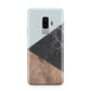 Marble Wood Geometric 2 Samsung Galaxy S9 Plus Case on Silver phone