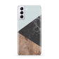 Marble Wood Geometric 2 Samsung S21 Plus Phone Case
