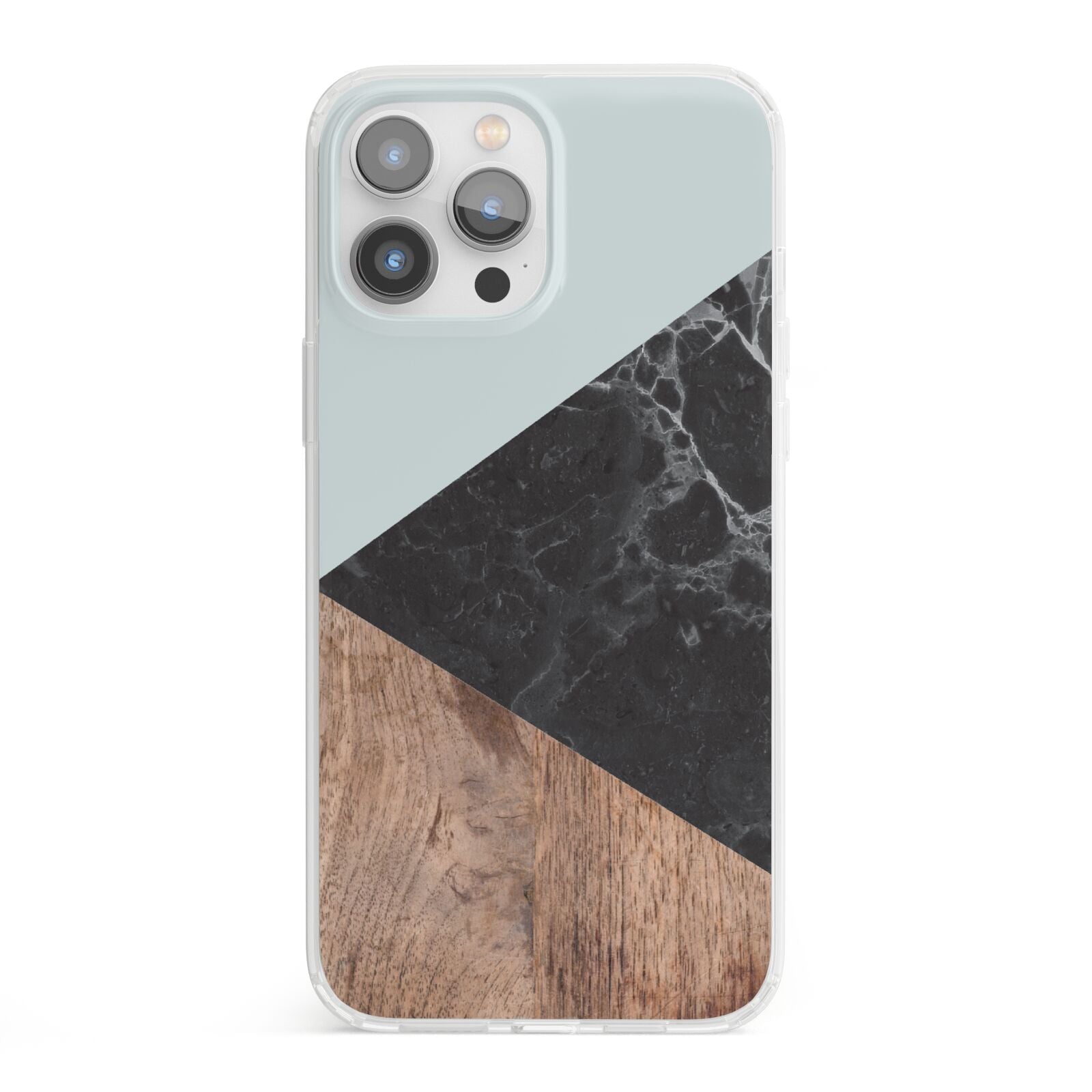 Marble Wood Geometric 2 iPhone 13 Pro Max Clear Bumper Case