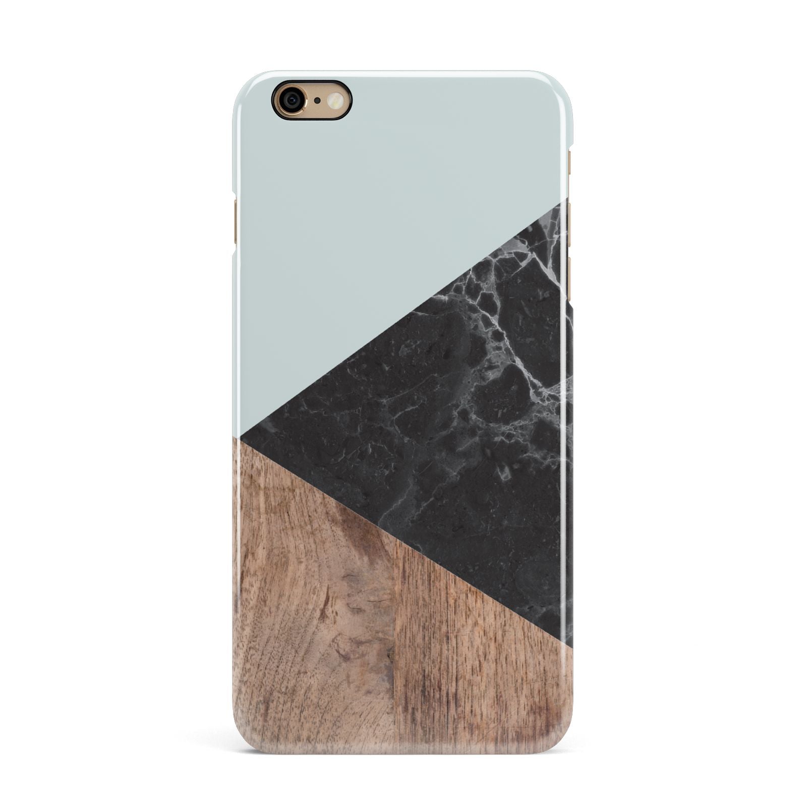 Marble Wood Geometric 2 iPhone 6 Plus 3D Snap Case on Gold Phone