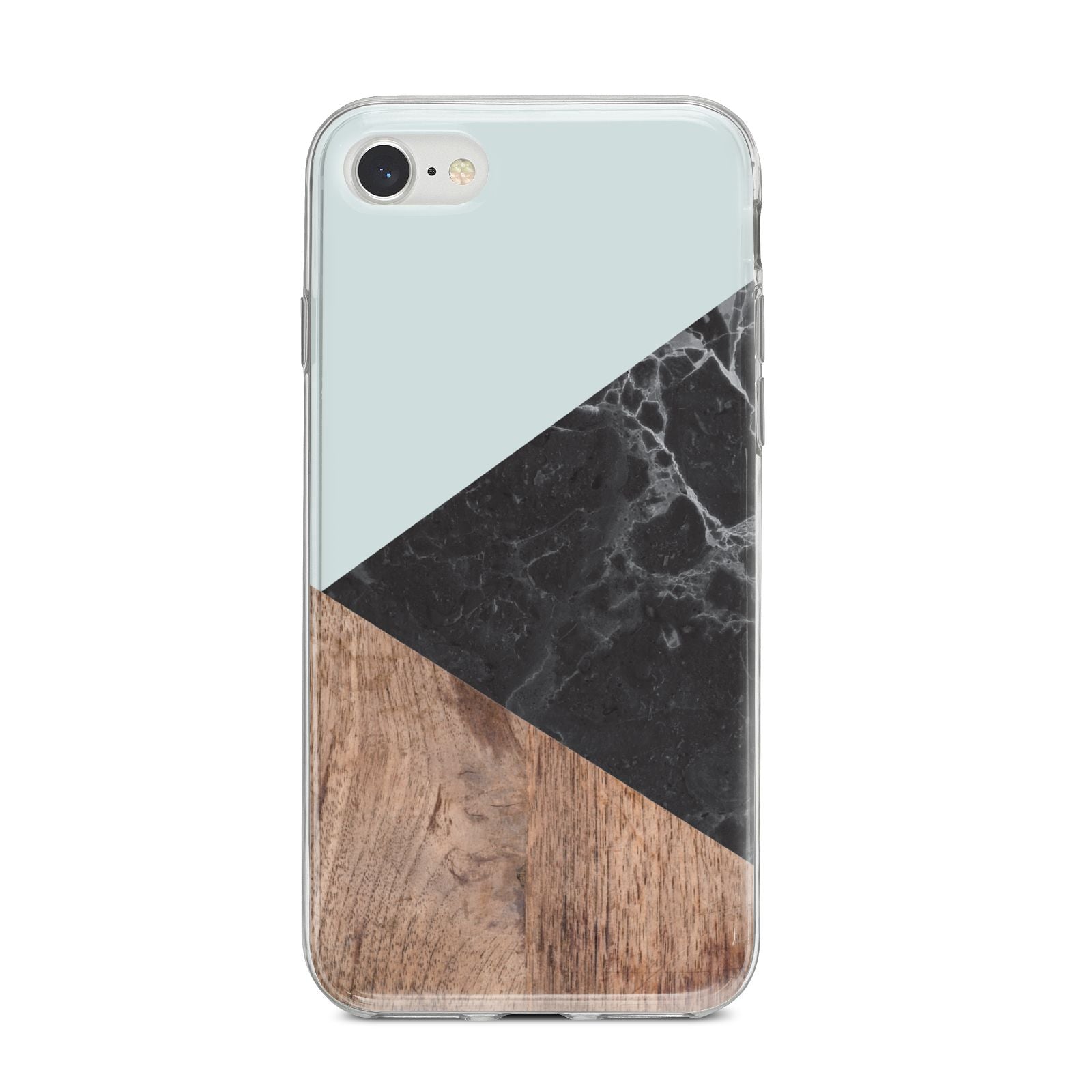 Marble Wood Geometric 2 iPhone 8 Bumper Case on Silver iPhone