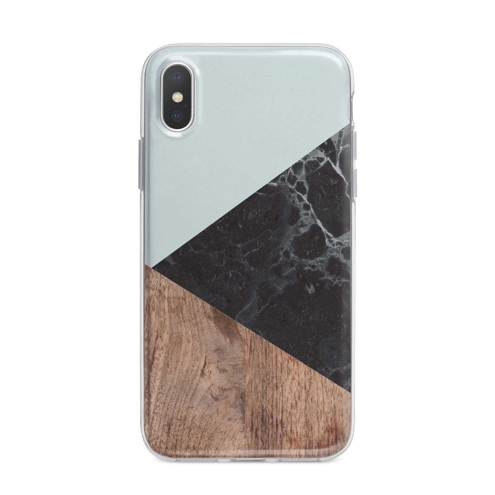 Marble Wood Geometric 2 iPhone X Bumper Case on Silver iPhone Alternative Image 1