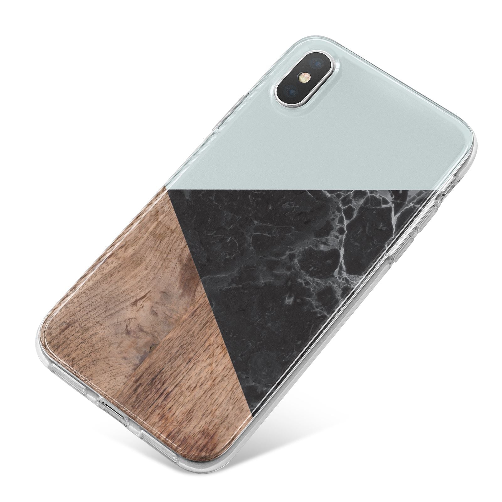 Marble Wood Geometric 2 iPhone X Bumper Case on Silver iPhone