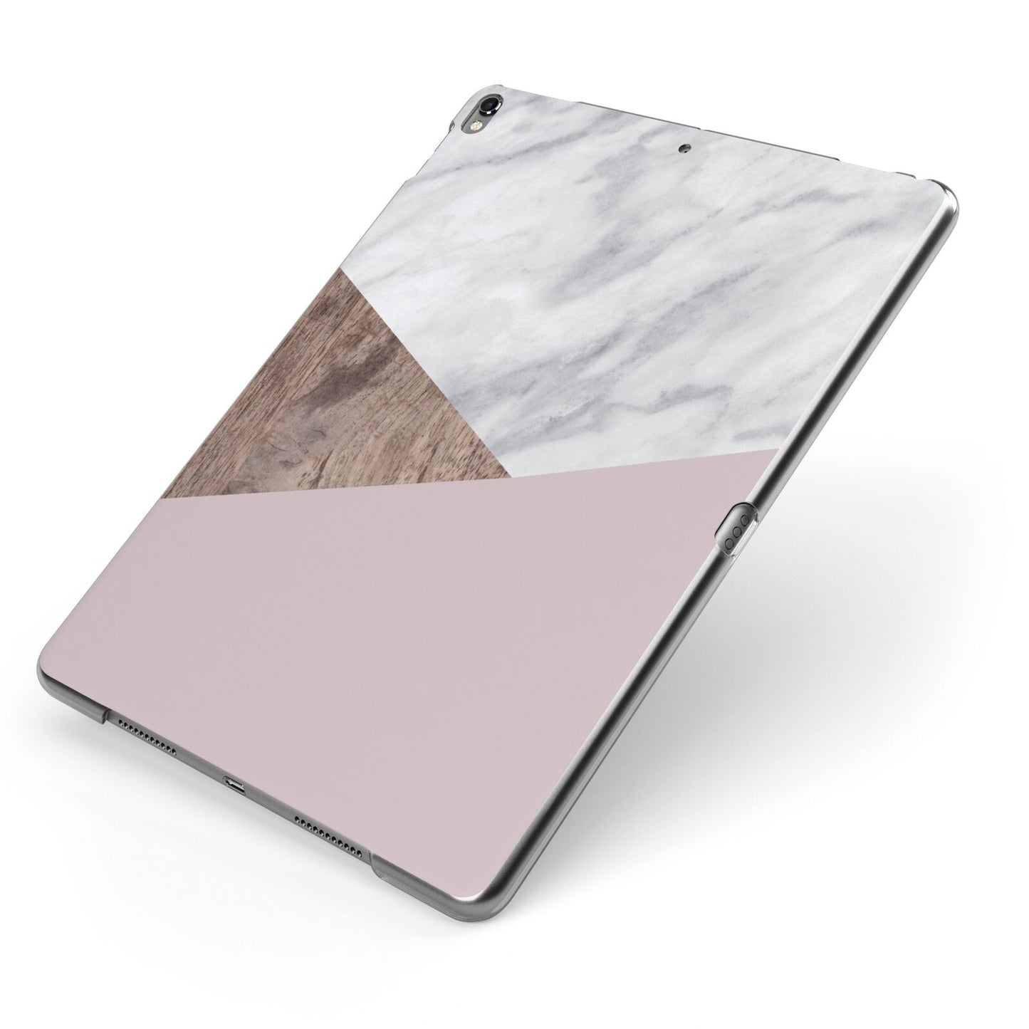 Marble Wood Geometric 3 Apple iPad Case on Grey iPad Side View