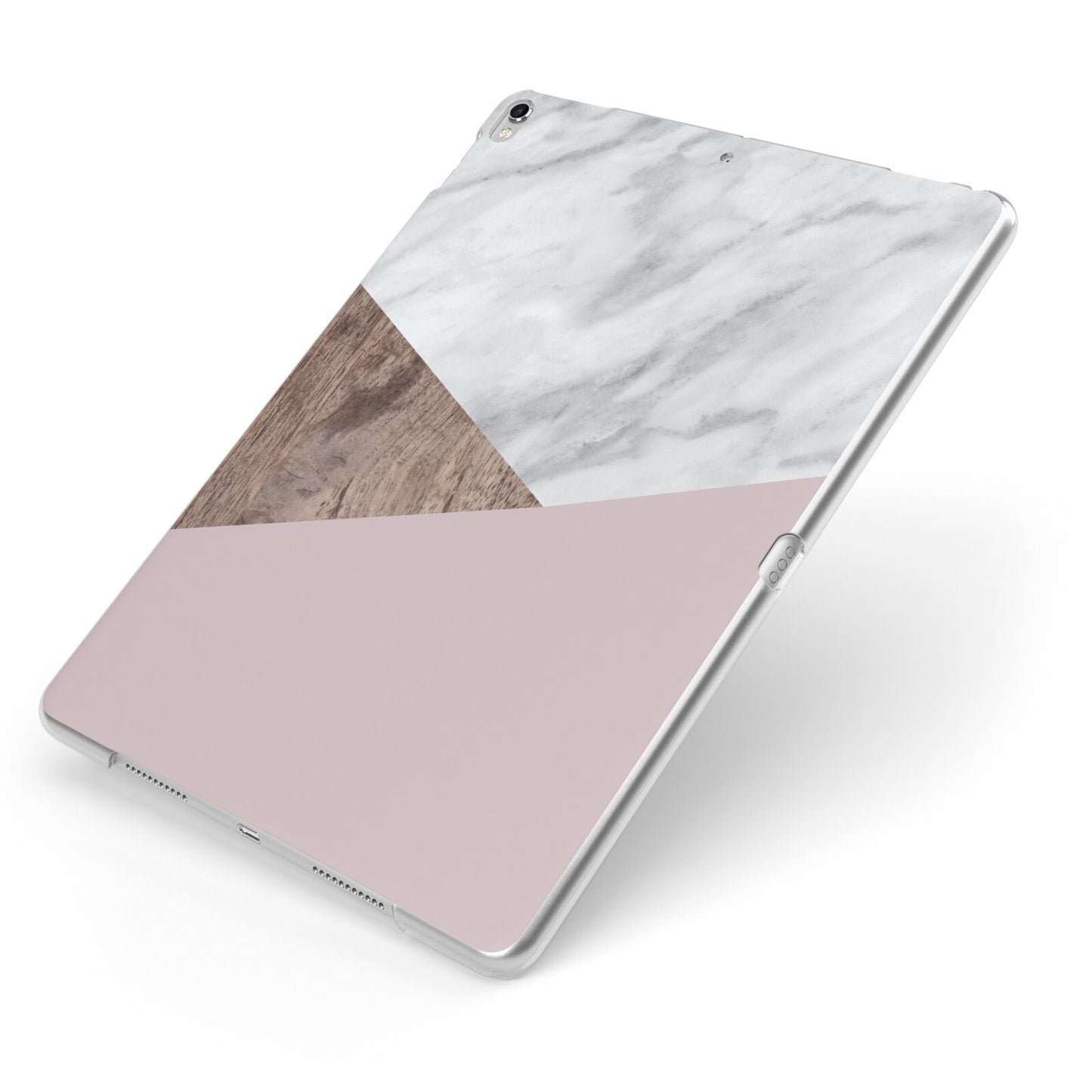 Marble Wood Geometric 3 Apple iPad Case on Silver iPad Side View