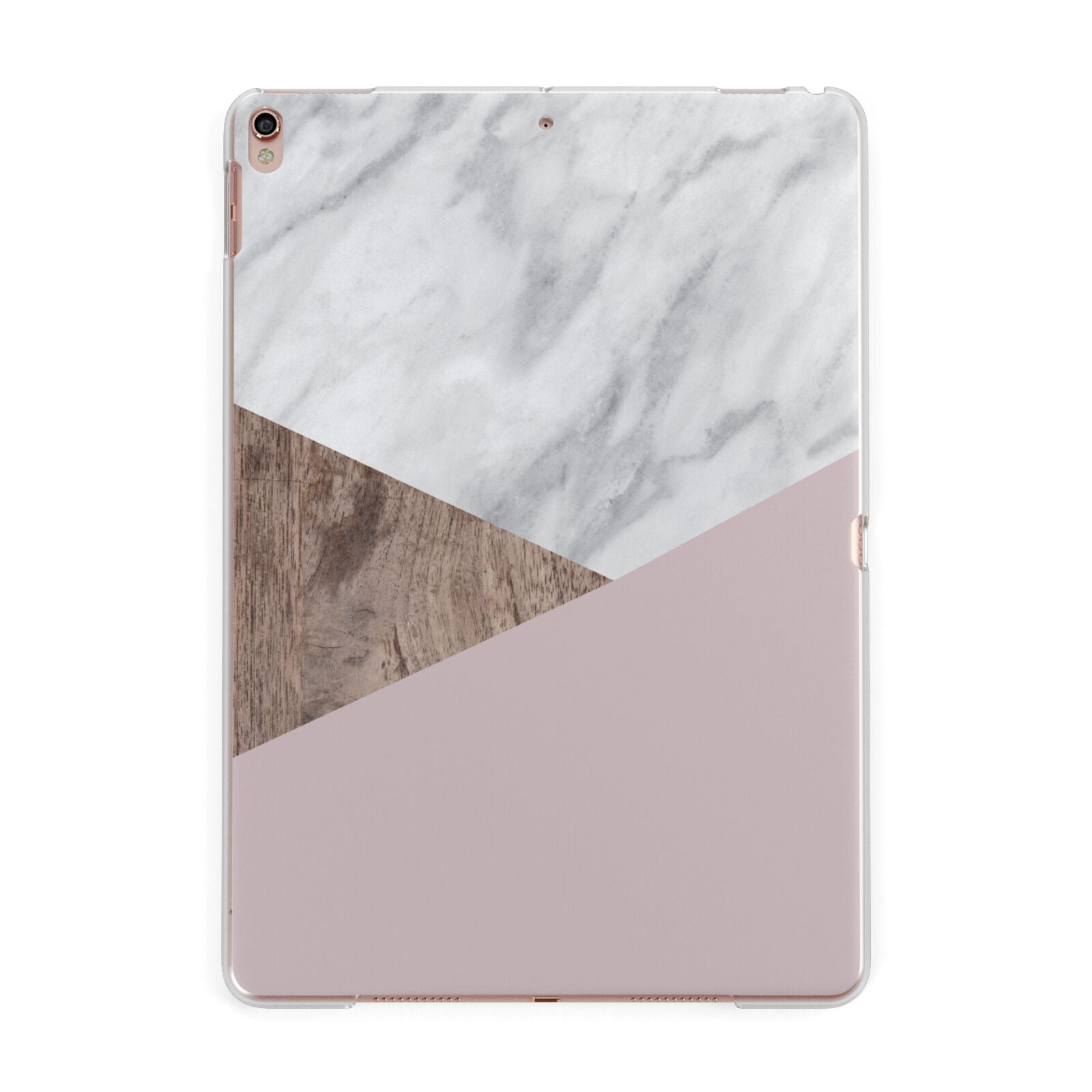 Marble Wood Geometric 3 Apple iPad Rose Gold Case