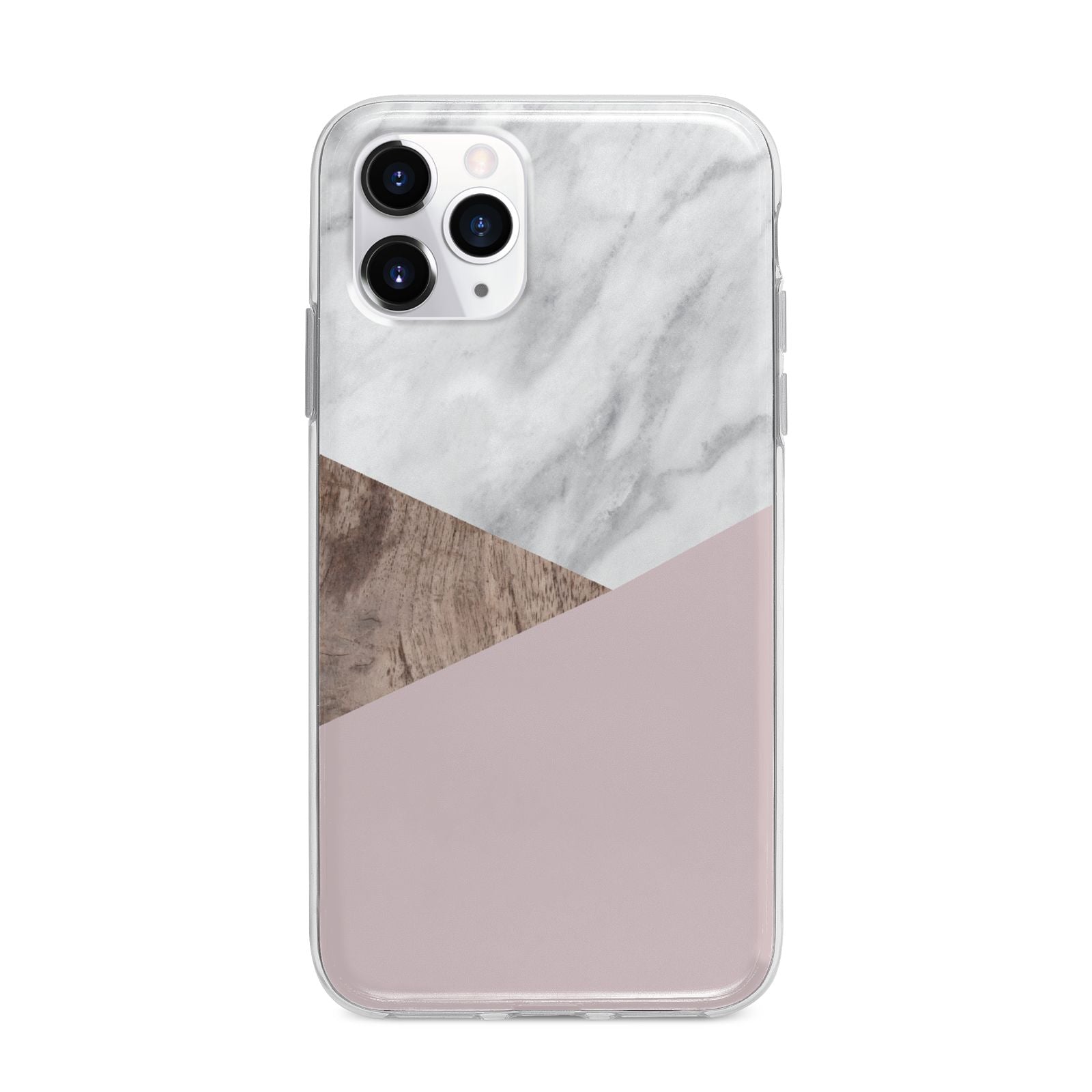 Marble Wood Geometric 3 Apple iPhone 11 Pro Max in Silver with Bumper Case