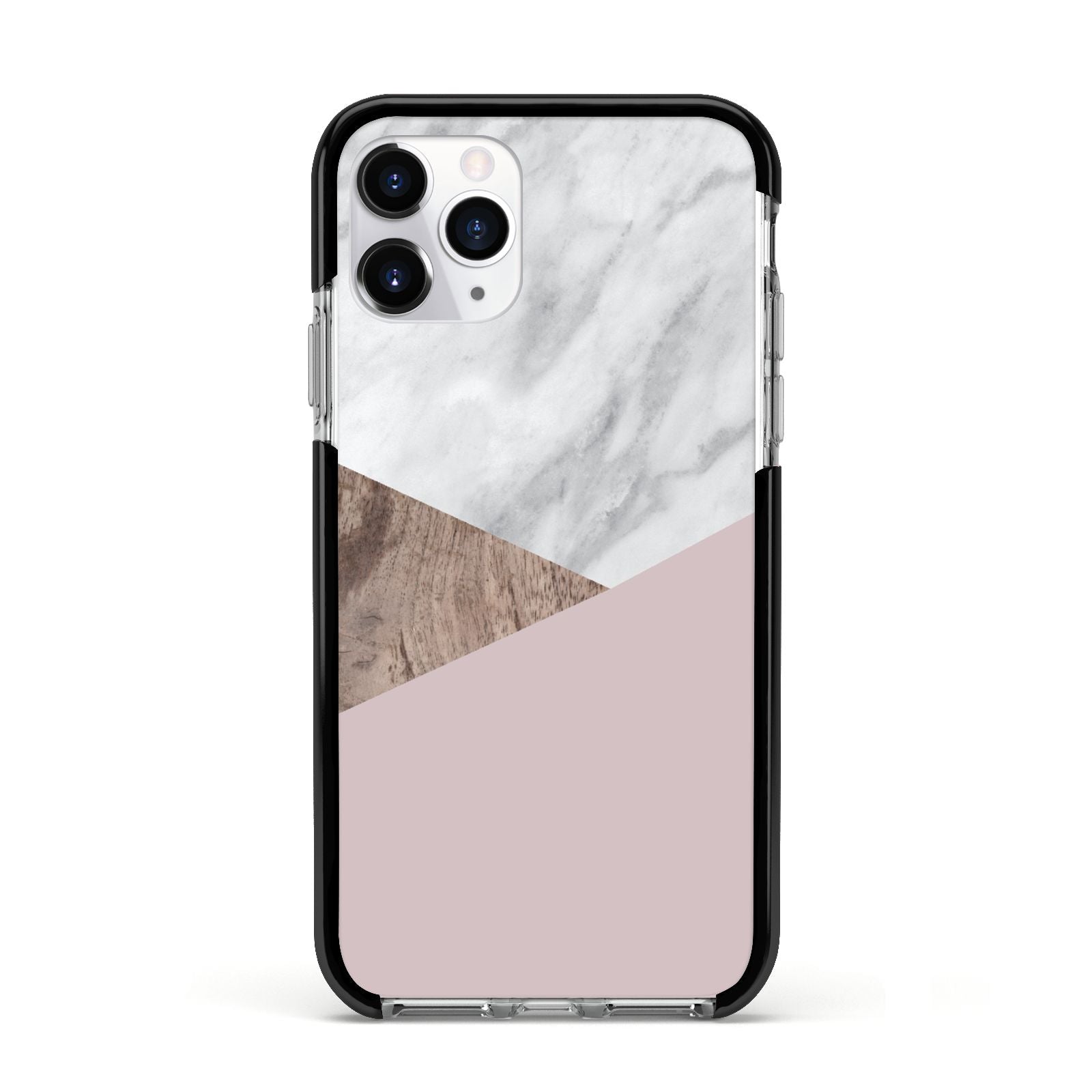 Marble Wood Geometric 3 Apple iPhone 11 Pro in Silver with Black Impact Case