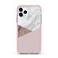 Marble Wood Geometric 3 Apple iPhone 11 Pro in Silver with Pink Impact Case