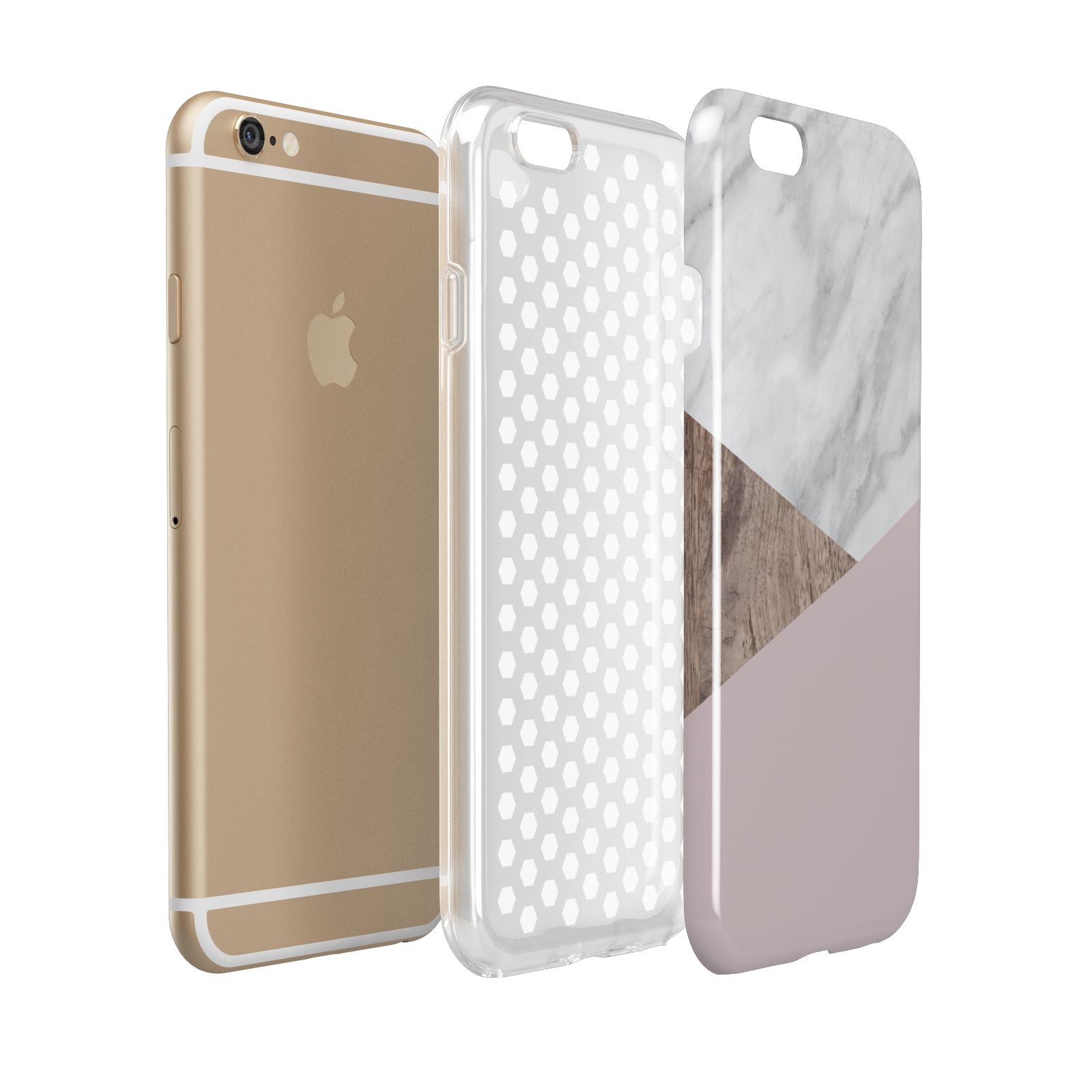 Marble Wood Geometric 3 Apple iPhone 6 3D Tough Case Expanded view