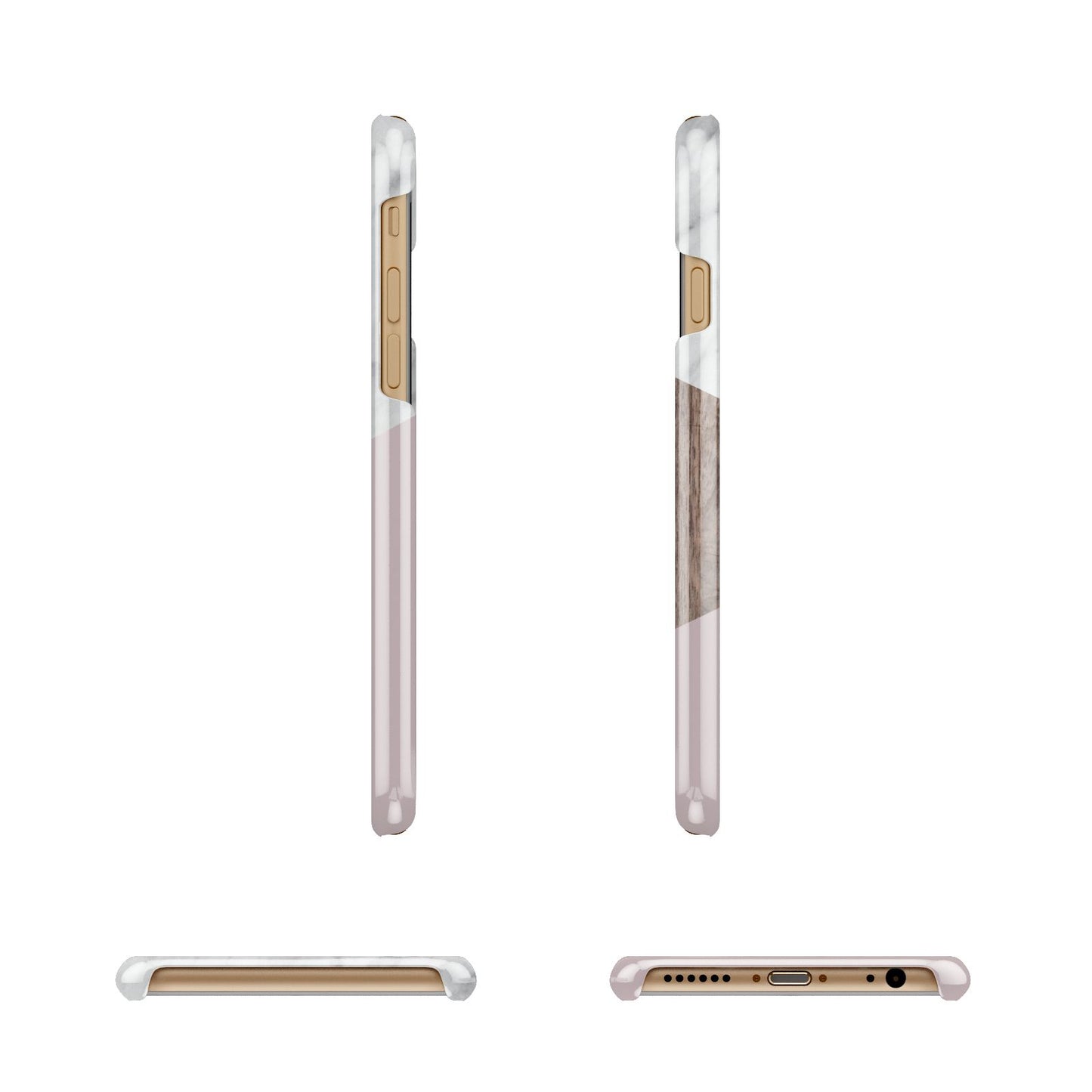 Marble Wood Geometric 3 Apple iPhone 6 3D Wrap Snap Case Angled Images