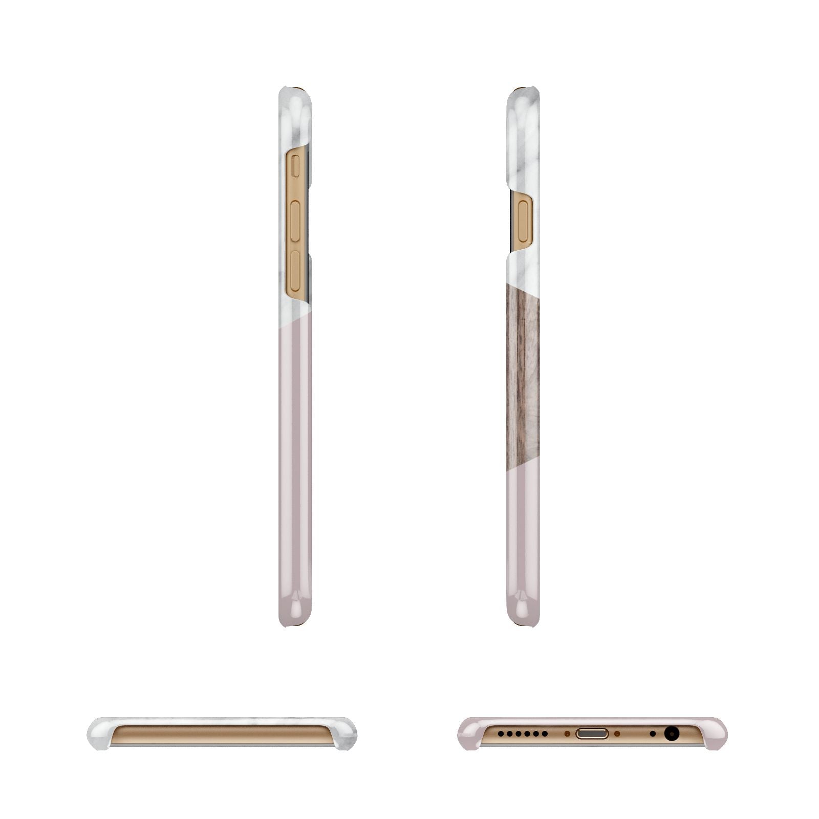 Marble Wood Geometric 3 Apple iPhone 6 3D Wrap Snap Case Angled Images