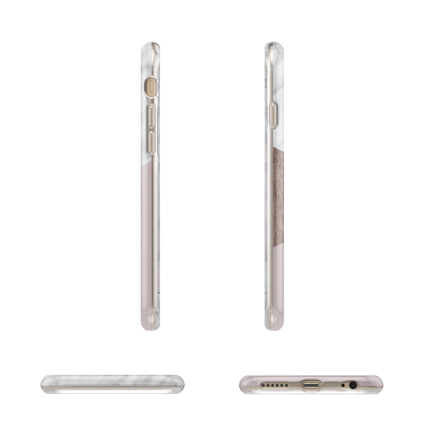 Marble Wood Geometric 3 Apple iPhone 6 3D Wrap Tough Case Alternative Image Angles