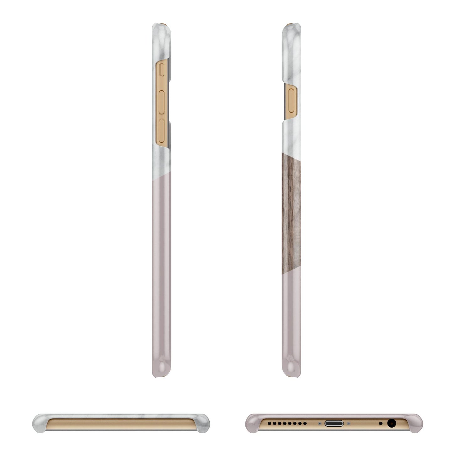 Marble Wood Geometric 3 Apple iPhone 6 Plus 3D Wrap Snap Case Angled Images