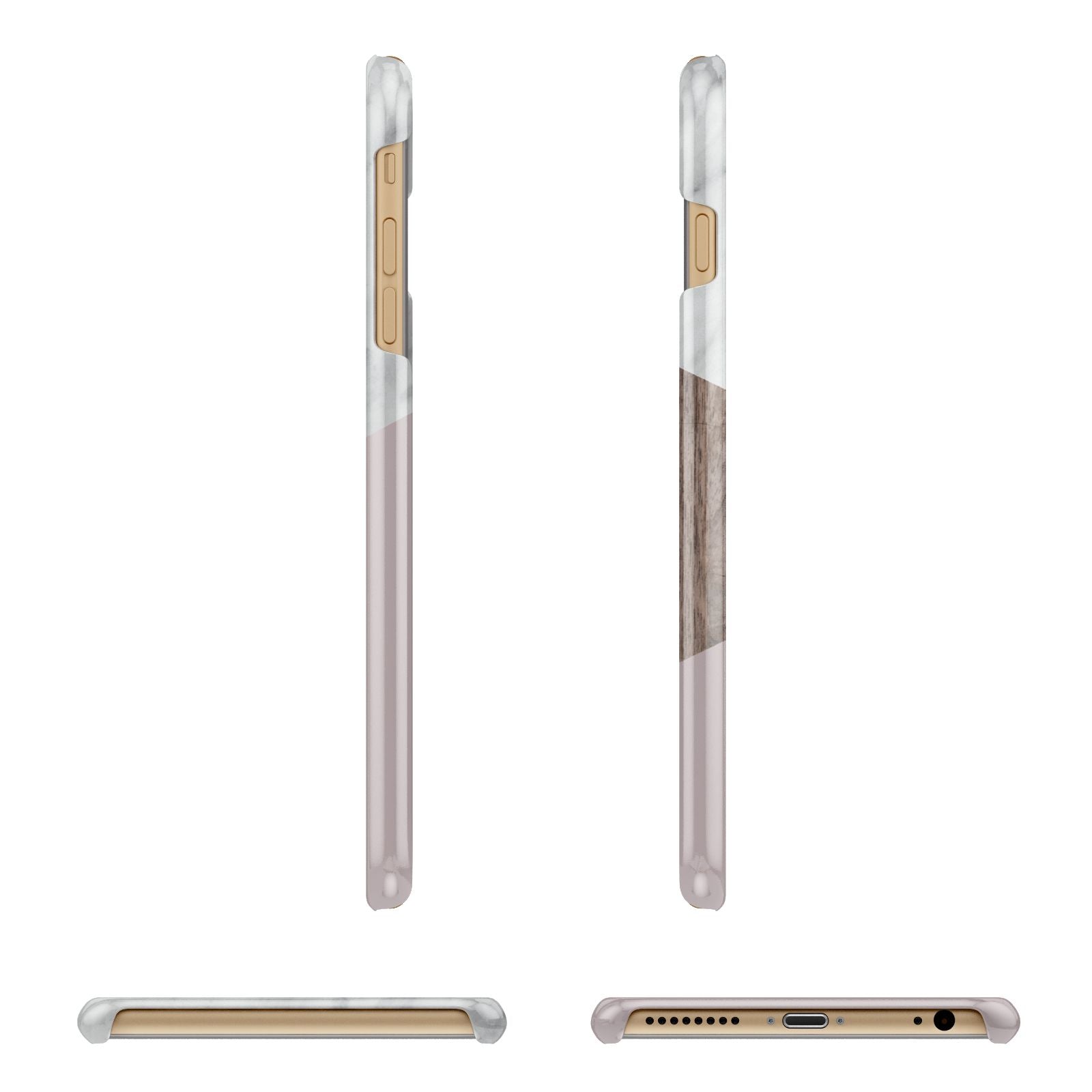 Marble Wood Geometric 3 Apple iPhone 6 Plus 3D Wrap Snap Case Angled Images