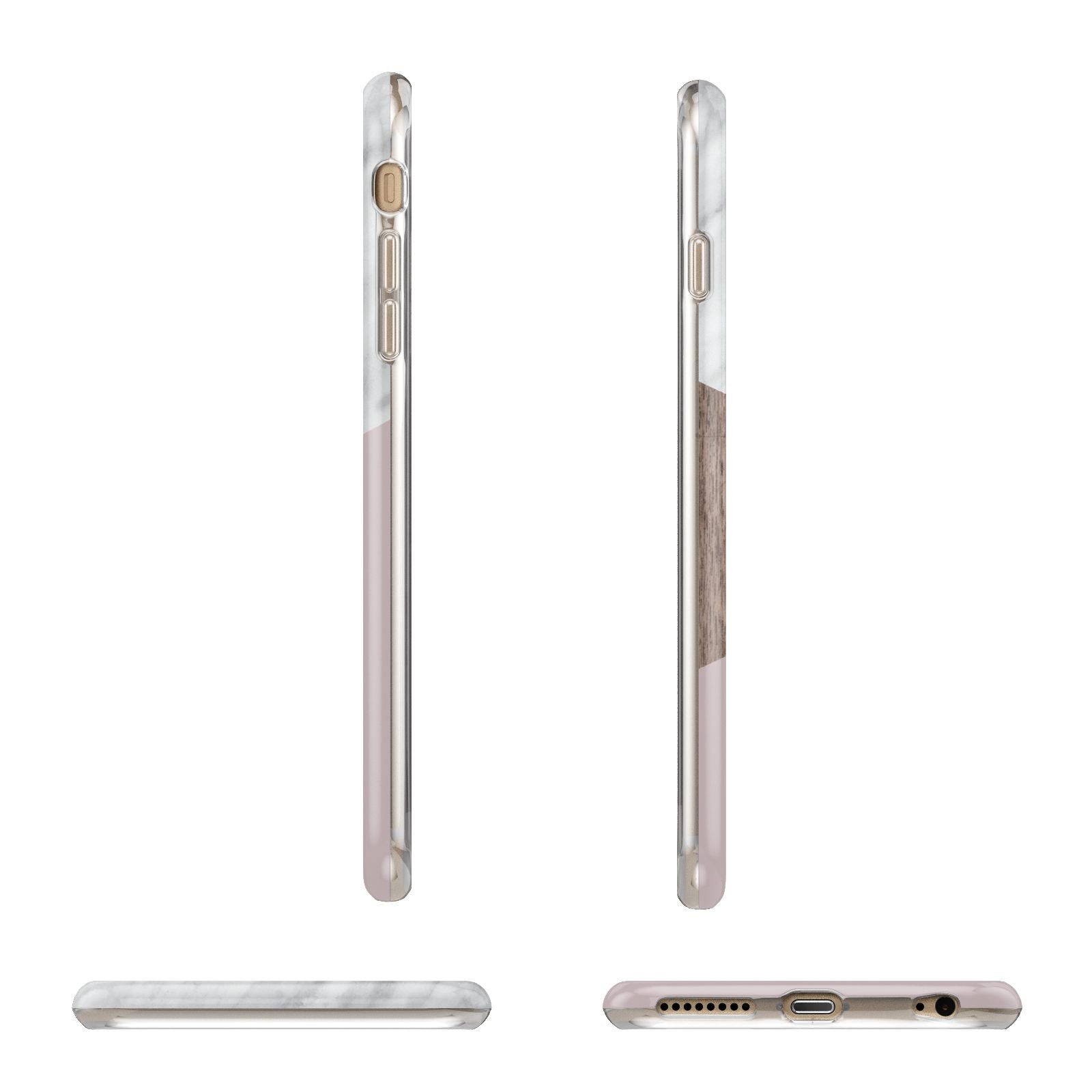 Marble Wood Geometric 3 Apple iPhone 6 Plus 3D Wrap Tough Case Alternative Image Angles