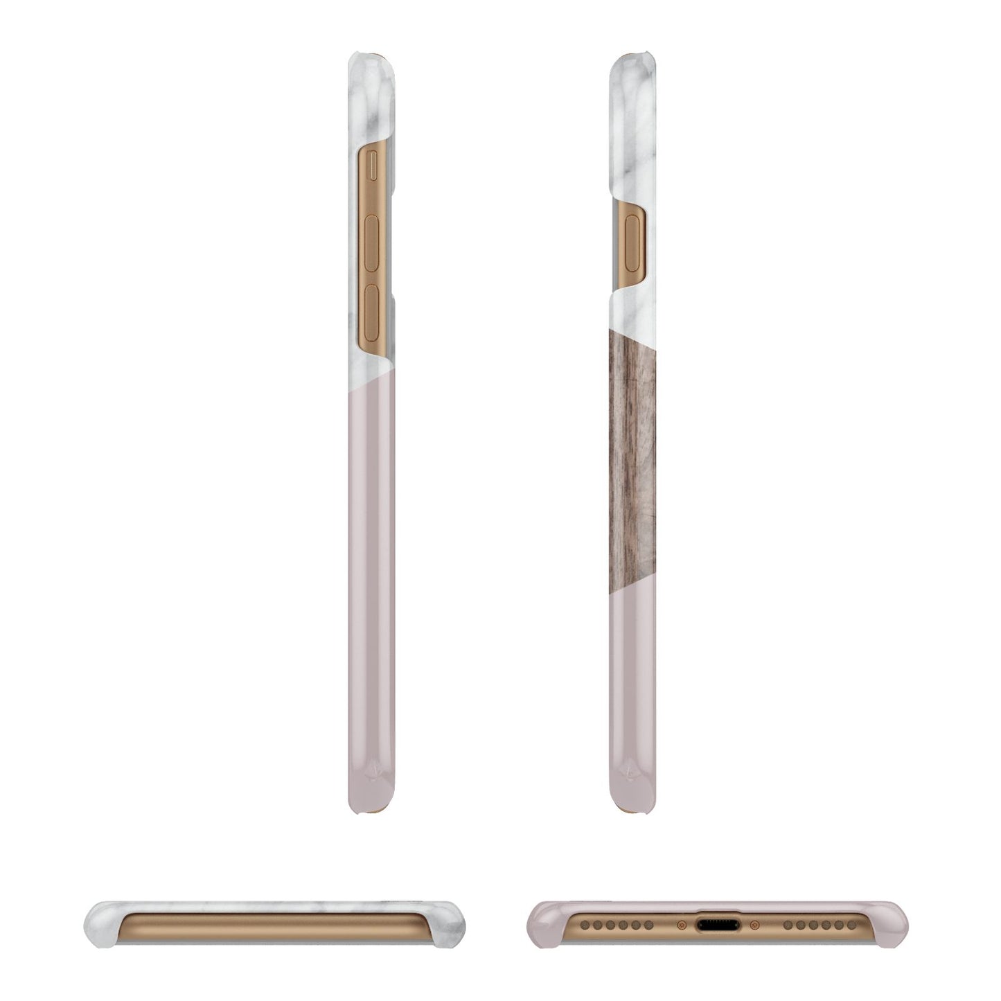 Marble Wood Geometric 3 Apple iPhone 7 8 3D Wrap Snap Case Angled Images