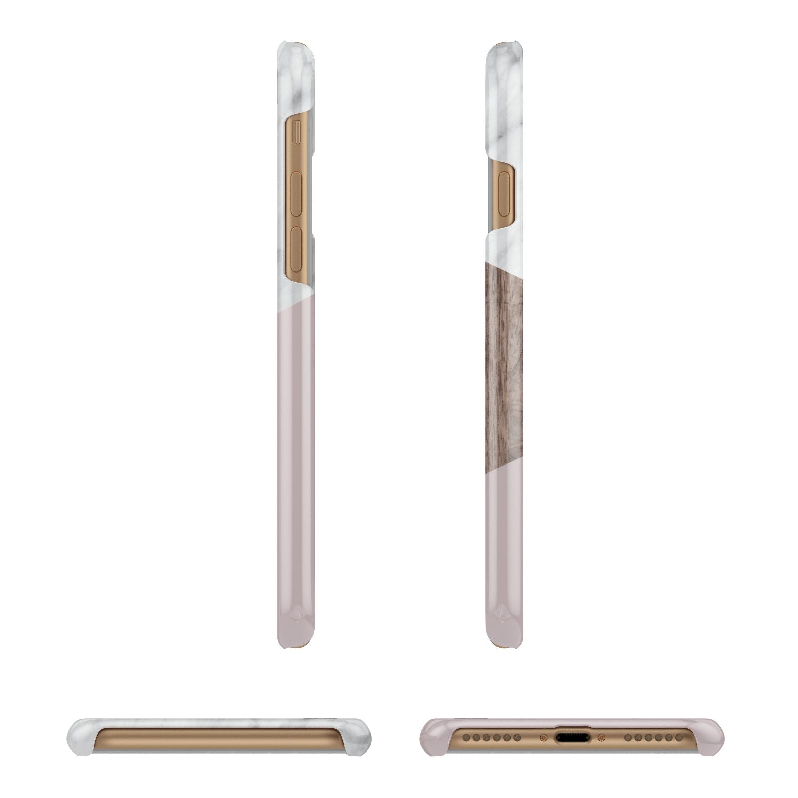 Marble Wood Geometric 3 Apple iPhone 7 8 3D Wrap Snap Case Angled Images