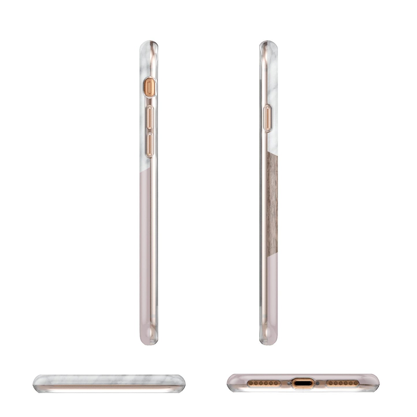 Marble Wood Geometric 3 Apple iPhone 7 8 3D Wrap Tough Case Alternative Image Angles