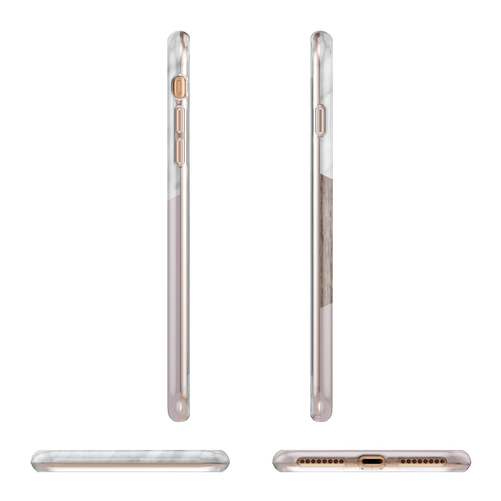 Marble Wood Geometric 3 Apple iPhone 7 8 Plus 3D Wrap Tough Case Alternative Image Angles