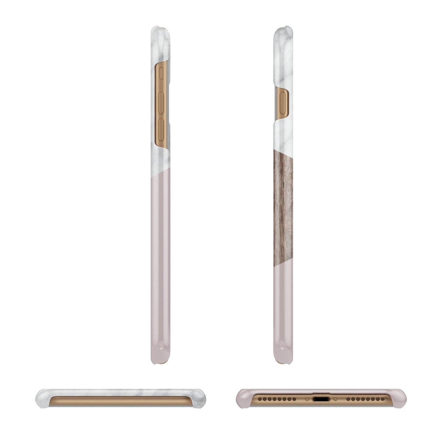 Marble Wood Geometric 3 Apple iPhone 7 Plus 3D Wrap Snap Case Angled Images