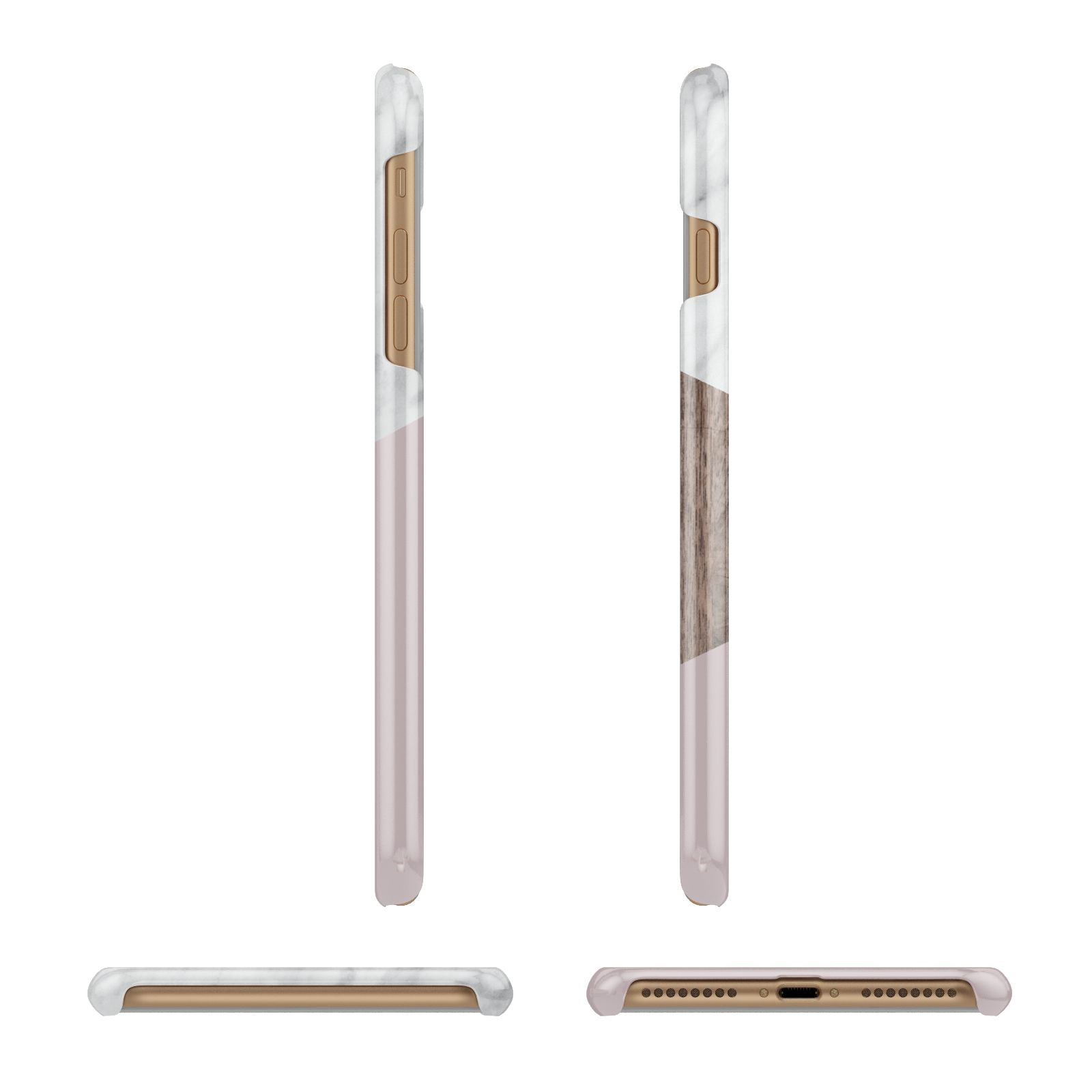 Marble Wood Geometric 3 Apple iPhone 7 Plus 3D Wrap Snap Case Angled Images