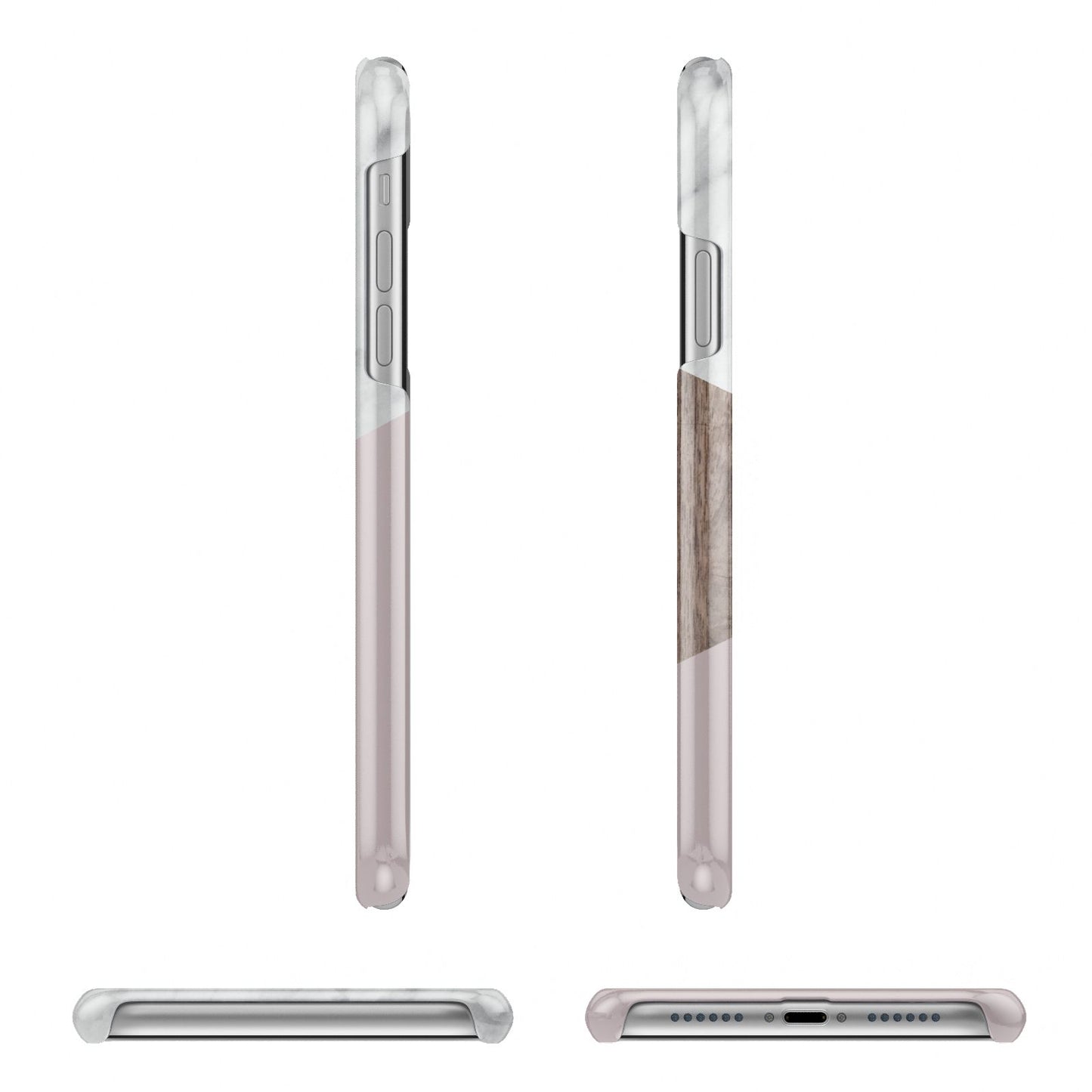 Marble Wood Geometric 3 Apple iPhone XR 3D Wrap Snap Case Angled Images on White Phone