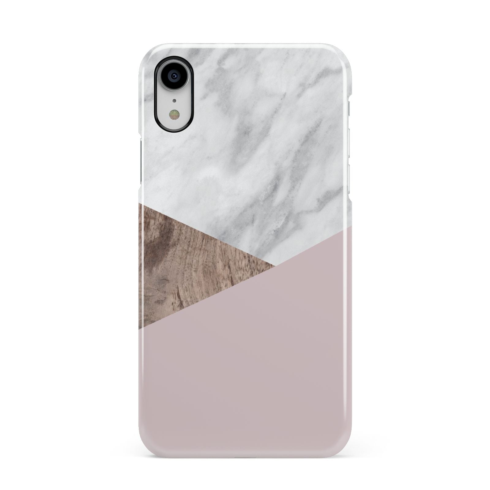 Marble Wood Geometric 3 Apple iPhone XR White 3D Snap Case