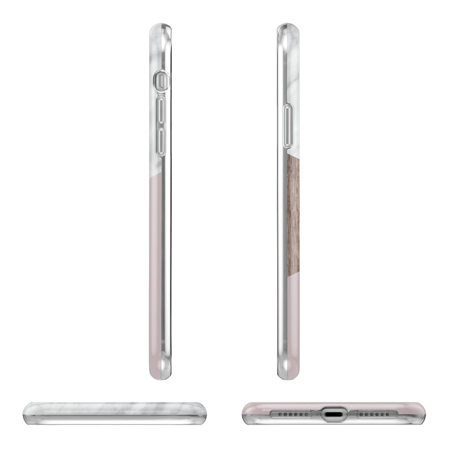 Marble Wood Geometric 3 Apple iPhone XR in White with 3D Wrap Tough Case Alternative Image Angles