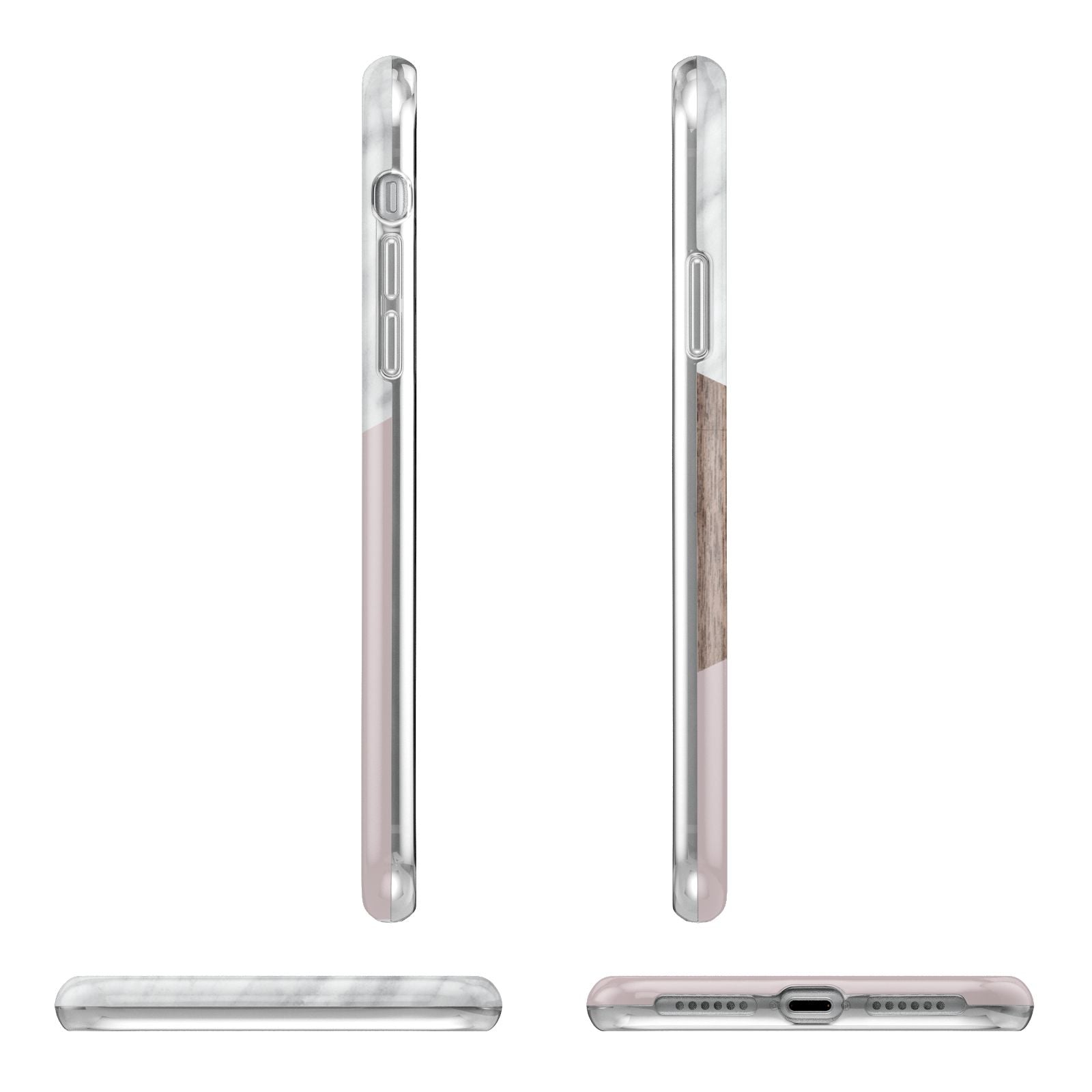 Marble Wood Geometric 3 Apple iPhone XR in White with 3D Wrap Tough Case Alternative Image Angles