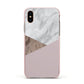 Marble Wood Geometric 3 Apple iPhone Xs Impact Case Pink Edge on Gold Phone
