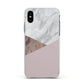 Marble Wood Geometric 3 Apple iPhone Xs Impact Case White Edge on Black Phone