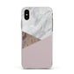 Marble Wood Geometric 3 Apple iPhone Xs Impact Case White Edge on Gold Phone