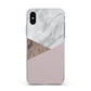 Marble Wood Geometric 3 Apple iPhone Xs Impact Case White Edge on Silver Phone