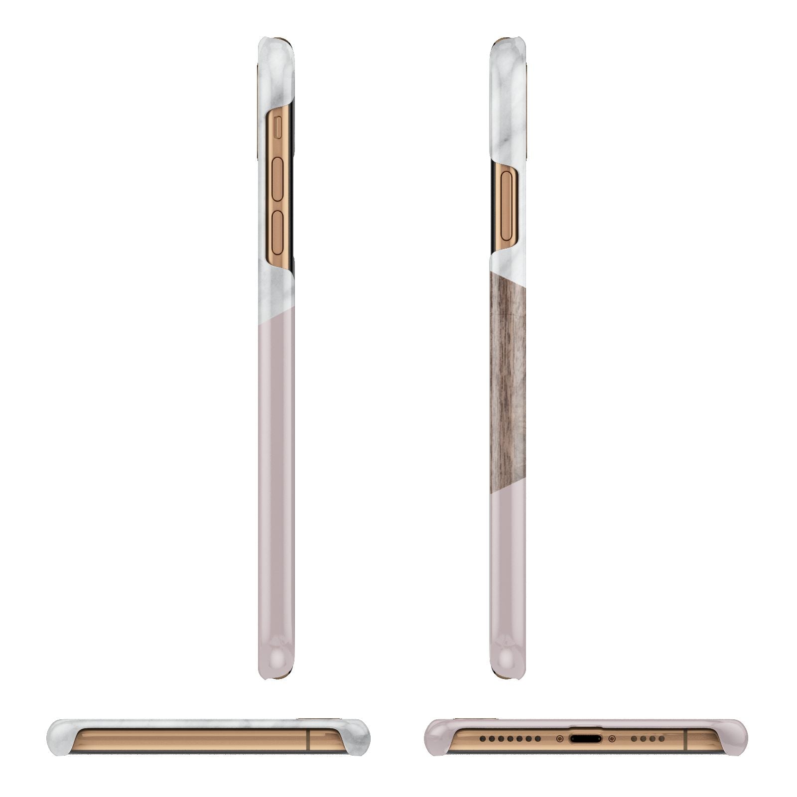 Marble Wood Geometric 3 Apple iPhone Xs Max 3D Wrap Snap Case Angled Images