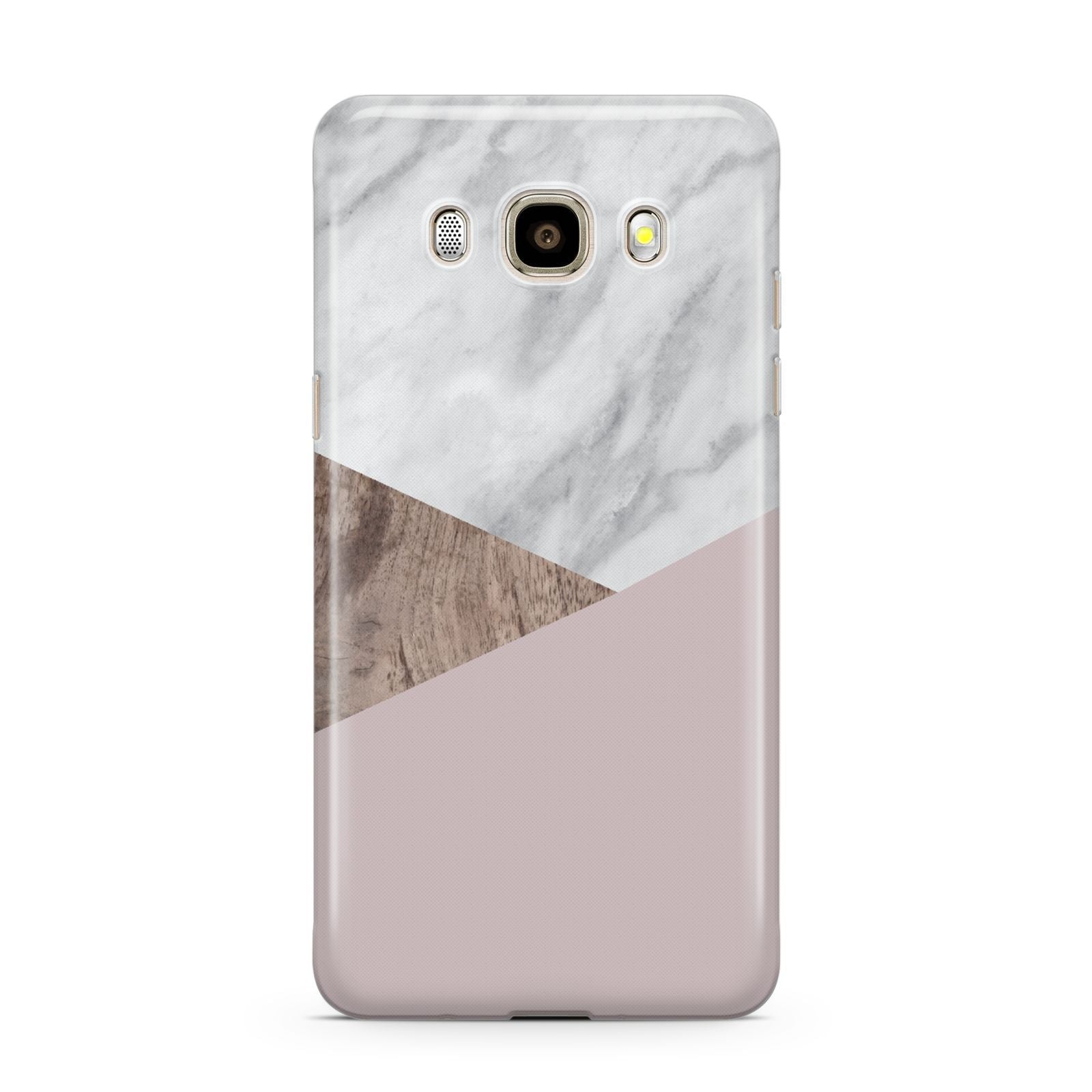 Marble Wood Geometric 3 Samsung Galaxy J7 2016 Case on gold phone