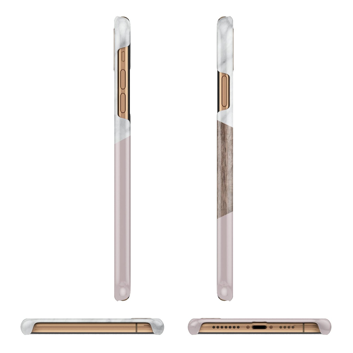 Marble Wood Geometric 3 iPhone 11 Pro Max 3D Snap Case Angle Images