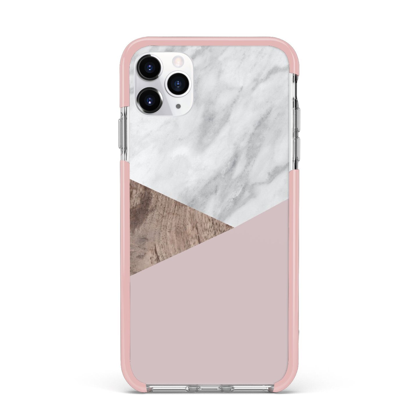 Marble Wood Geometric 3 iPhone 11 Pro Max Impact Pink Edge Case