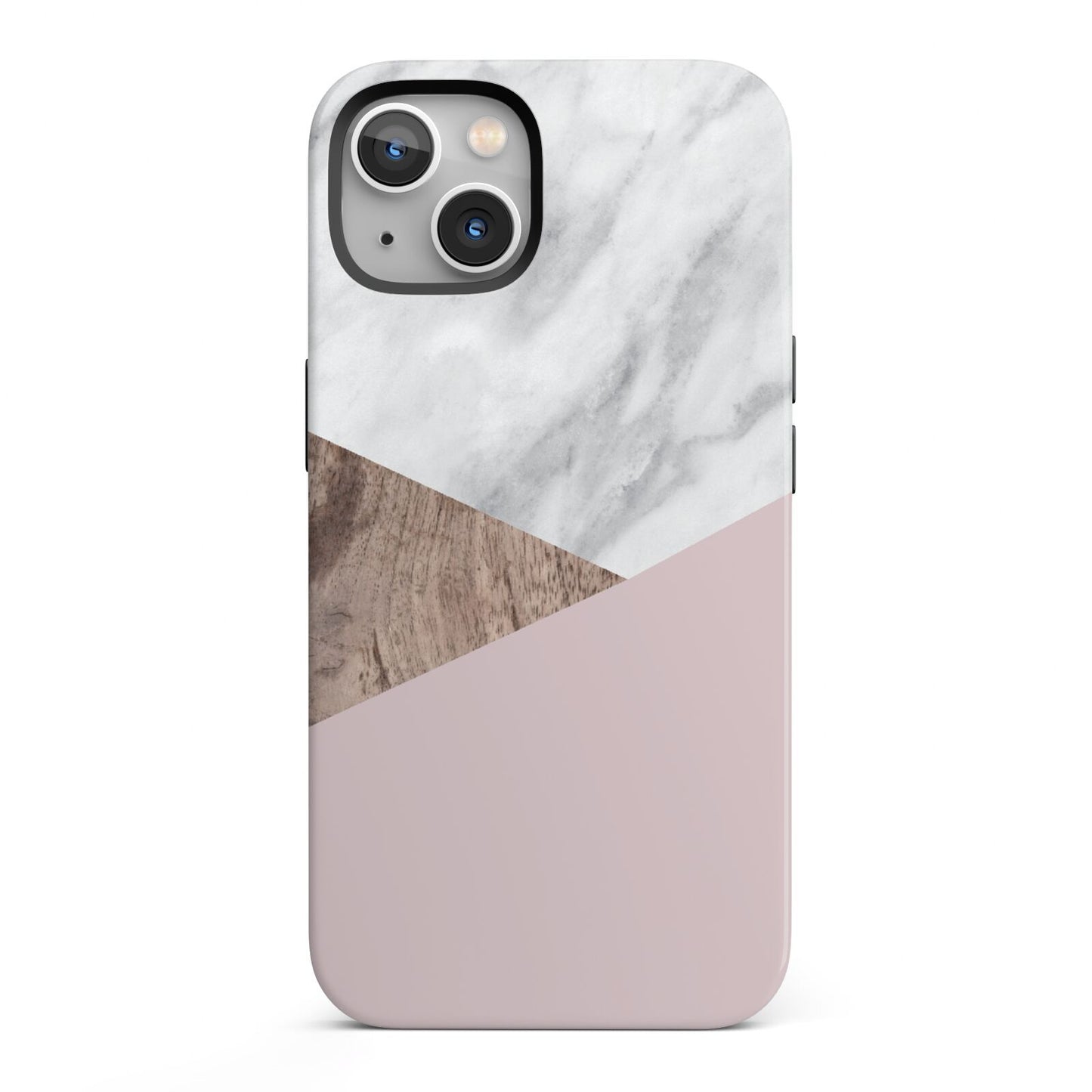 Marble Wood Geometric 3 iPhone 13 Full Wrap 3D Tough Case